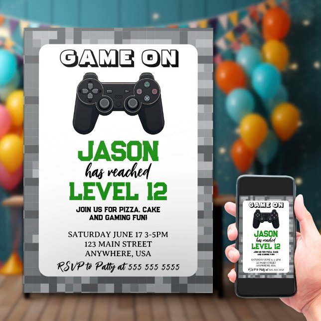 Video Game Level up Gamer Birthday Invitation (Creator Uploaded)