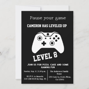 Video Game Level up Gamer Birthday Invite