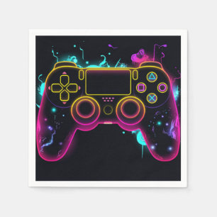 Video Game Level up Gamer Neon Birthday Napkin