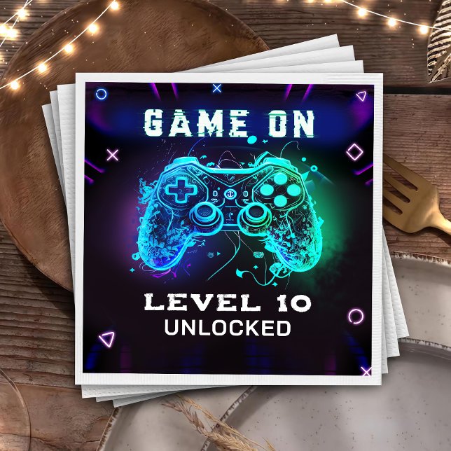 Video Game Level Up Kids Birthday Party Napkins  (Creator Uploaded)
