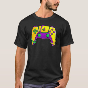 Video Game Mask Beads Kids Mardi Gras Gamer Boys T-Shirt