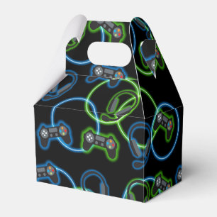 Video Game Neon Blue & Green Pattern  Favour Box
