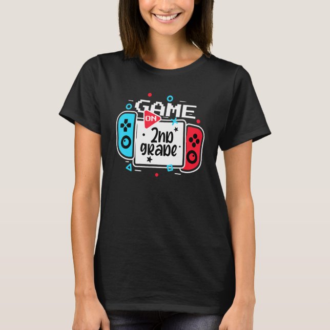 Video Game On 2nd Grade Cool Kids Team Second Back T-Shirt (Front)