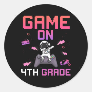 Video Game On 4th Grade Gamer Ck To School First D Classic Round Sticker