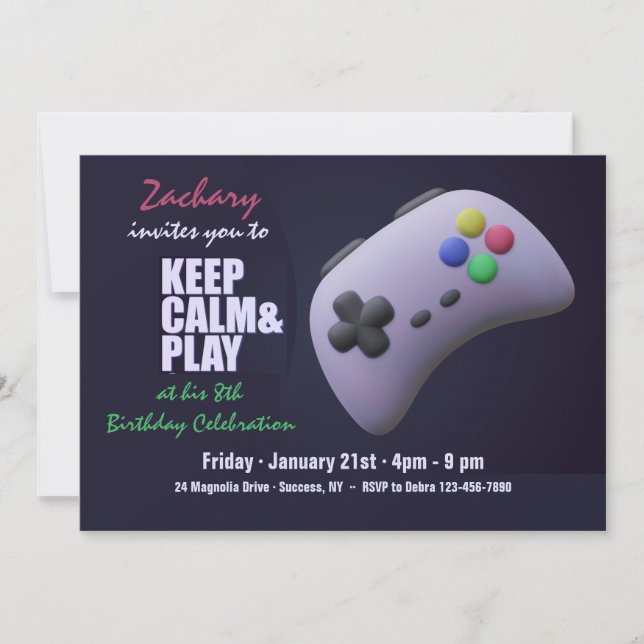Video Game Pad Invitation (Front)