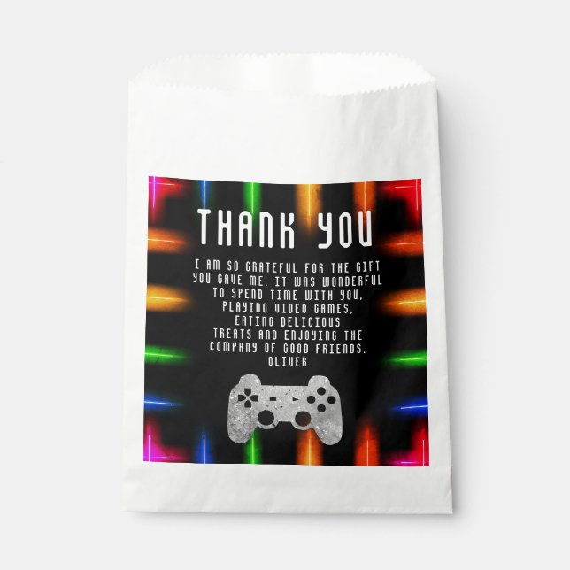 Video Game Party Controller Neon Gaming Birthday Favour Bags (Front)