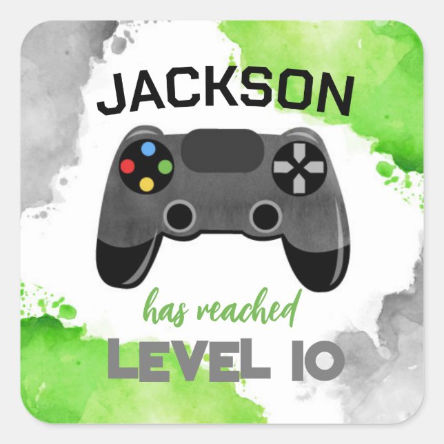Video Game Party On Level Up Favour Stickers Label (Front)