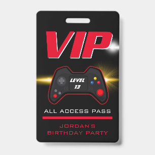 Video Game Party Red Controller Favour ID Badge
