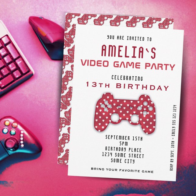Video Game Party Red Controller Gaming Birthday Invitation (Creator Uploaded)