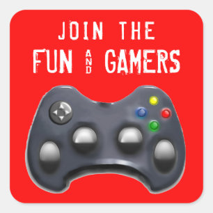 video game party square sticker