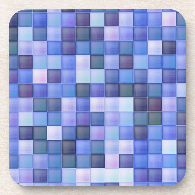 Video Game Pixels Blue Square Pattern Coaster (Front)