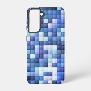 Video Game Pixels Blue Square Pattern Samsung Galaxy Case