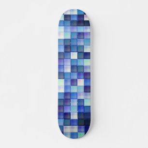 Video Game Pixels Blue Square Pattern Skateboard