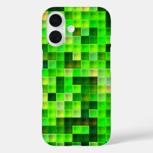Video Game Pixels Green Square Pattern iPhone 16 Case