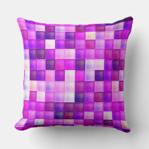 Video Game Pixels Pink Square Pattern Cushion