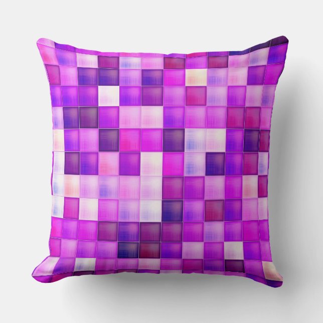 Video Game Pixels Pink Square Pattern Cushion (Front)