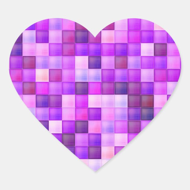 Video Game Pixels Pink Square Pattern Heart Sticker (Front)