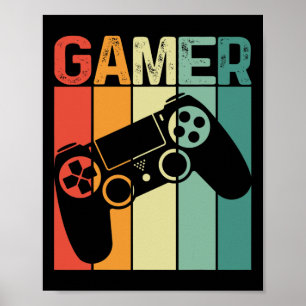 Video Game Player Retro Gamer Gaming Addict Boy Gi Poster