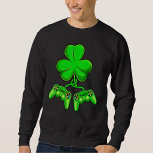 Video Game Shamrock Game Controller Happy St Patri Sweatshirt