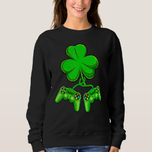 Video Game Shamrock Game Controller Happy St Patri Sweatshirt
