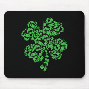 Video Game Shamrock Men Boys Kids St Patricks Day  Mouse Pad