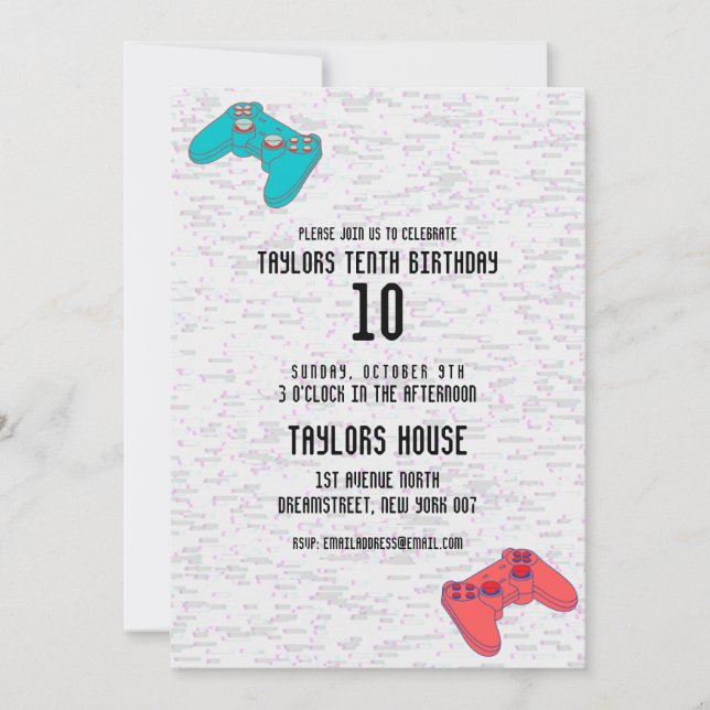 Video Game Sports Gamer Birthday Party Invitation (Front)