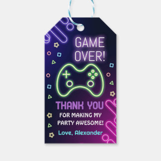 Video Game Thank You Tags Arcade Favour Tag Gamer