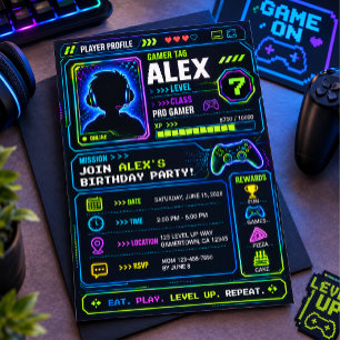 Video game themed birthday invitation