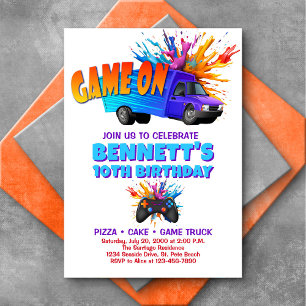 Video Game Truck Birthday Invitation