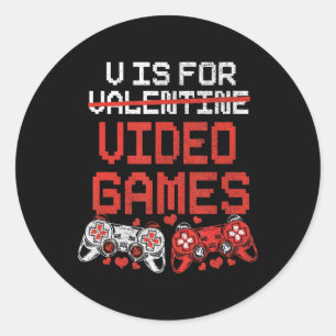 Video Game Valentines Day  for Boys Kids Teenager  Classic Round Sticker