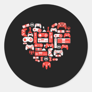 Video Game Valentines Day for Boys Kids Teenagers Classic Round Sticker