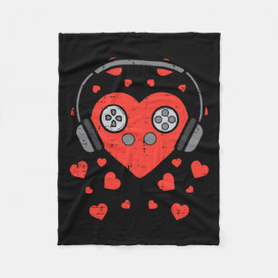Video Game Valentines Day Gamer Boys Men Girls Gif Fleece Blanket