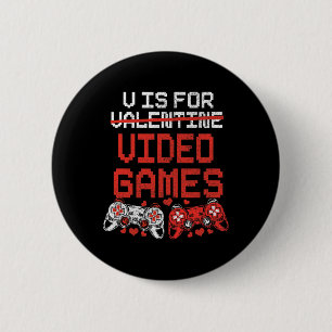 Video Game Valentines Day Shirt For Boys Kids Teen 6 Cm Round Badge