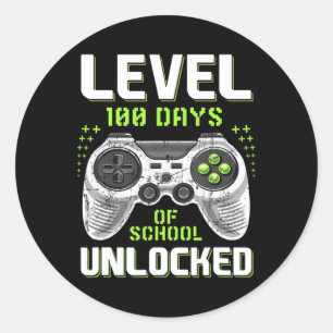 Video Gamer 100th Day Of School Level 100 Days Unl Classic Round Sticker