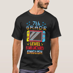 Video Gamer 7th Grade Level Unlocked English Back T-Shirt