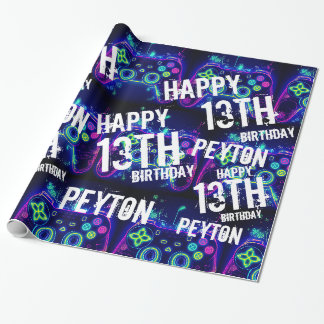 Video Gamer Arcade Gaming Level Up Birthday Wrapping Paper