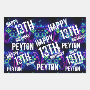 Video Gamer Arcade Gaming Level Up Birthday Wrapping Paper Sheet