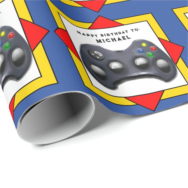 Video Gamer Birthday Gift Wrapping Paper (Roll Corner)