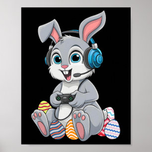 Video Gamer Bunny Egg Gaming Boys Men Kids Happy E Poster