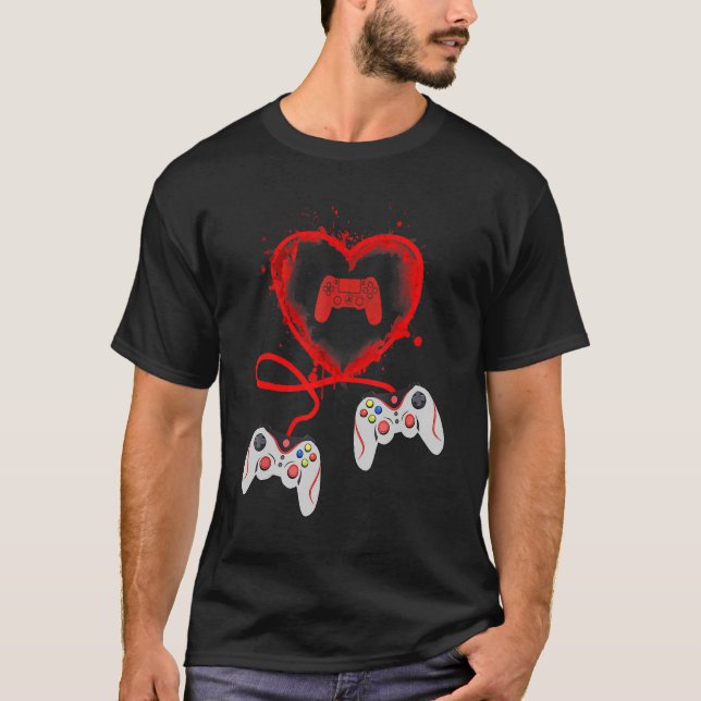 Video Gamer Heart Controller Valentine's Day Kids  T-Shirt (Front)