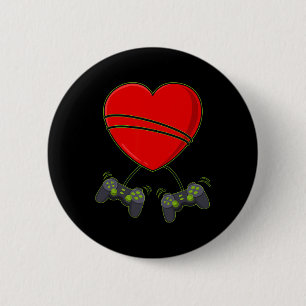 Video Gamer Heart Controllers Valentines Day Boys  6 Cm Round Badge