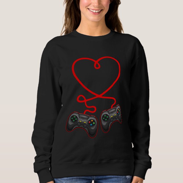 Video Gamer Heart Controllers Valentines Day Boys  Sweatshirt (Front)