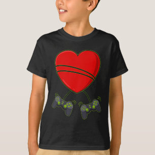 Video Gamer Heart Controllers Valentines Day Boys  T-Shirt