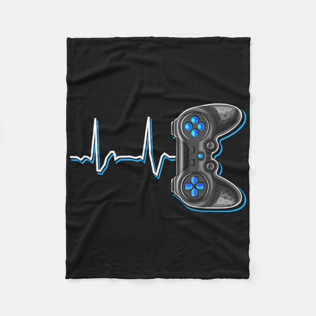 Video Gamer Heartbeat Video Game Controller Gift K Fleece Blanket (Front)