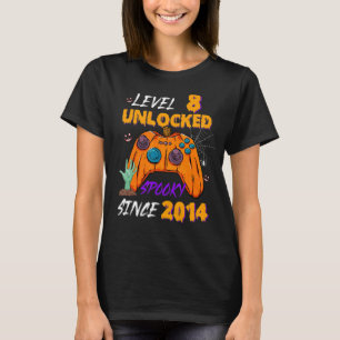 Video Gamer Level 8 Unlocked 8th Birthday Spooky S T-Shirt