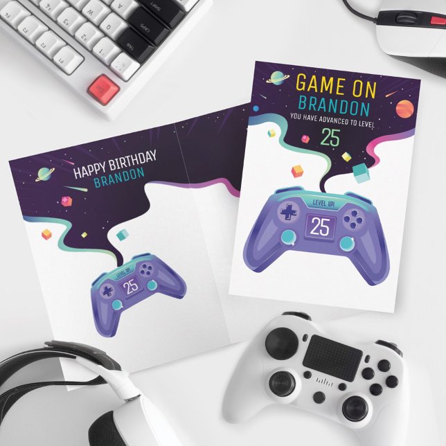 Video Gamer Level Up  Personalised Birthday Age Card (Creator Uploaded)