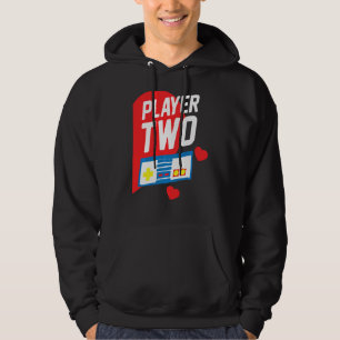 Video Gamer Player 2 Funny Gaming Matching Valenti Hoodie