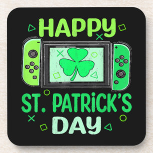 Video Gamer Shamrock Happy St Patricks Day Coaster