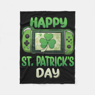 Video Gamer Shamrock Happy St Patricks Day Go Luck Fleece Blanket