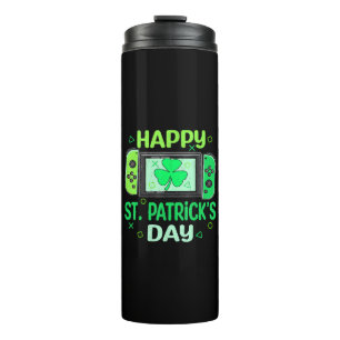 Video Gamer Shamrock Happy St Patricks Day Thermal Tumbler